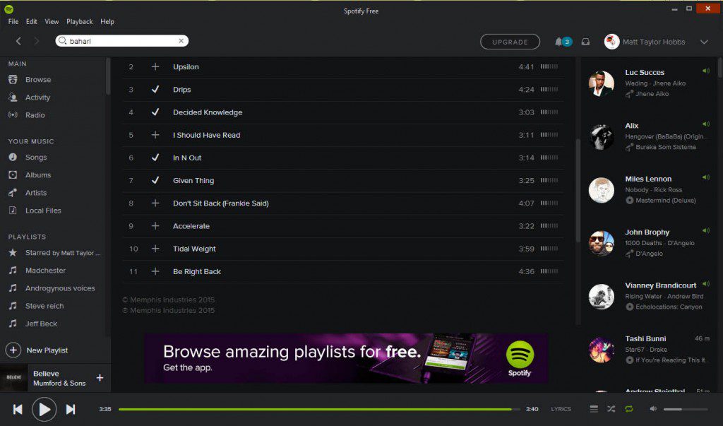 Spotify Interface (March 2015)